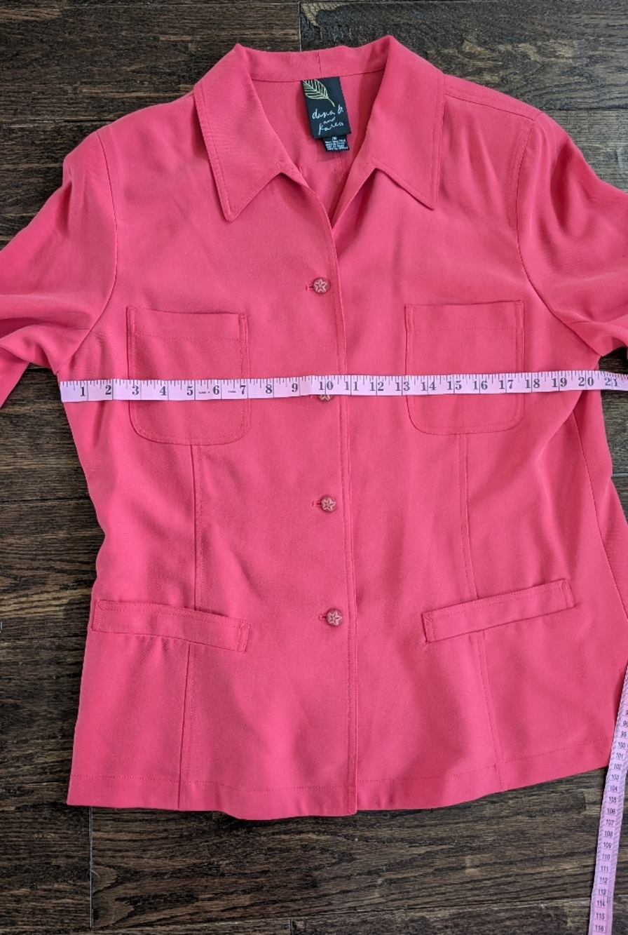 NWT Dana B + Karen Silk Overshirt / Shacket in Coral Pink - Picture 8 of 10